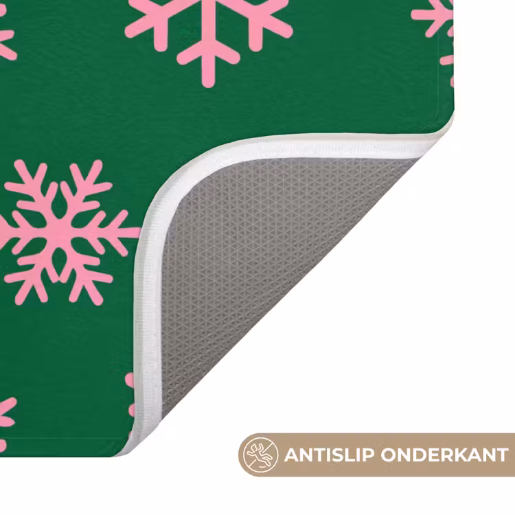 Wc Mat - Sneeuwvlok - Groen - Roze - Kerst — 4