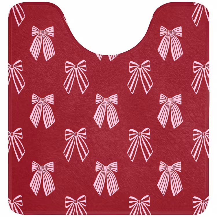 Wc Mat - Strikken - Kerst - Burgundy - Roze — 1