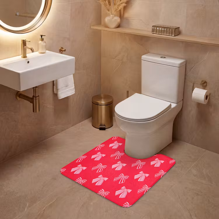 Wc Mat - Strikken - Kerstmis - Rood - Roze — 3