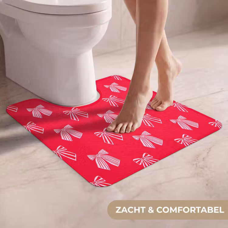 Wc Mat - Strikken - Kerstmis - Rood - Roze — 5