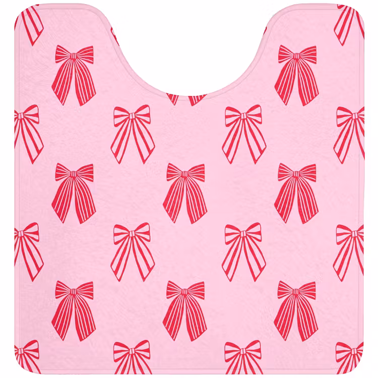 Wc Mat - Strikken - Kerstmis - Roze - Rood — 1