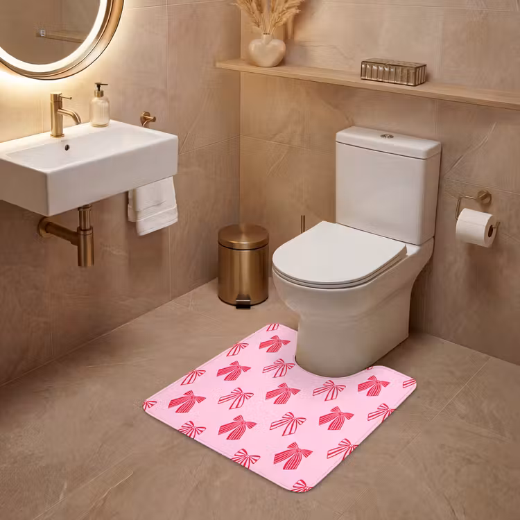 Wc Mat - Strikken - Kerstmis - Roze - Rood — 3