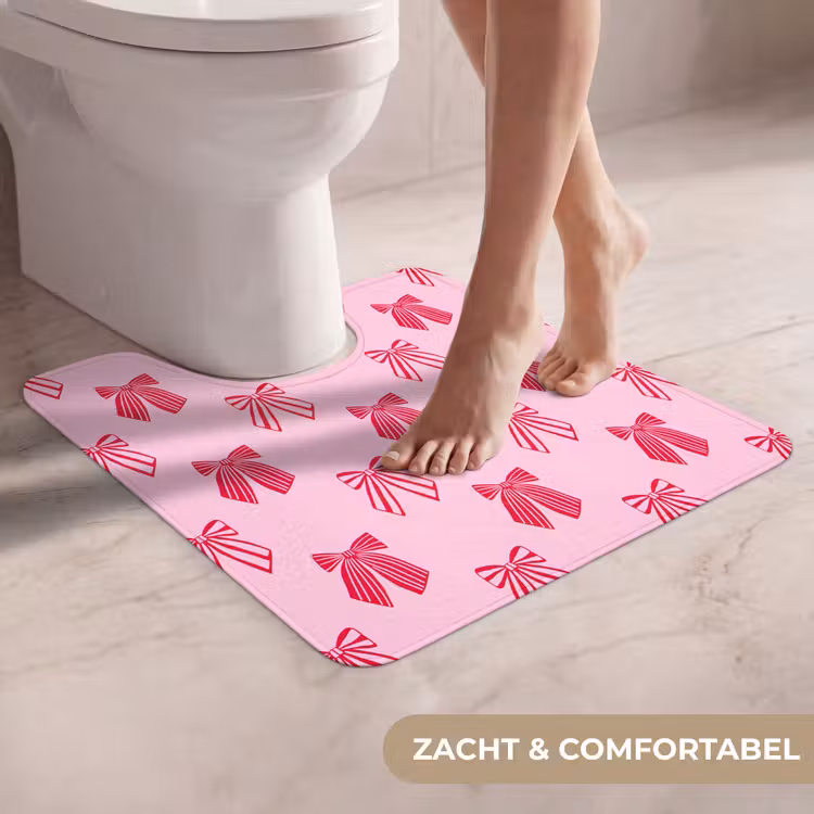 Wc Mat - Strikken - Kerstmis - Roze - Rood — 5