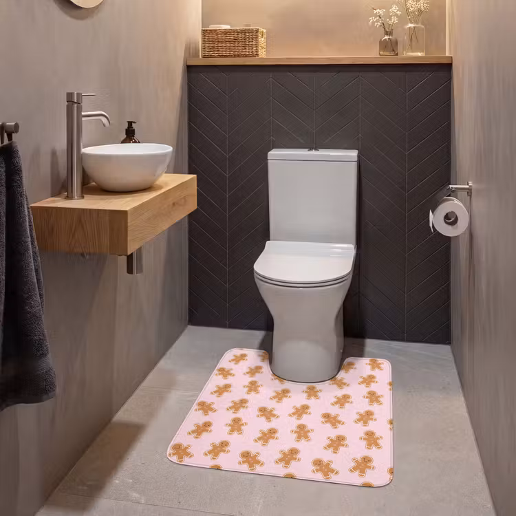 Wc Mat - Peperkoek - Bruin - Roze - Kerst — 2
