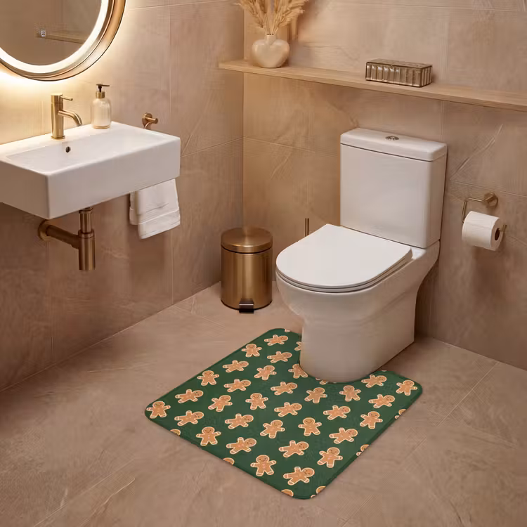Wc Mat - Peperkoek - Kerst - Groen - Bruin — 3