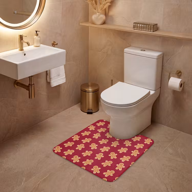 Wc Mat - Peperkoek - Rood - Bruin - Kerst — 3
