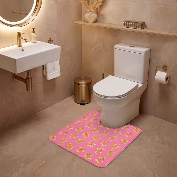 Wc Mat - Peperkoek - Roze - Bruin - Kerst — 3