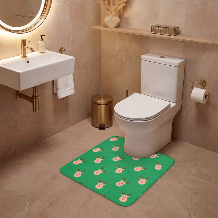 Wc Mat - Rendieren - Kerst - Neon - Groen — 3