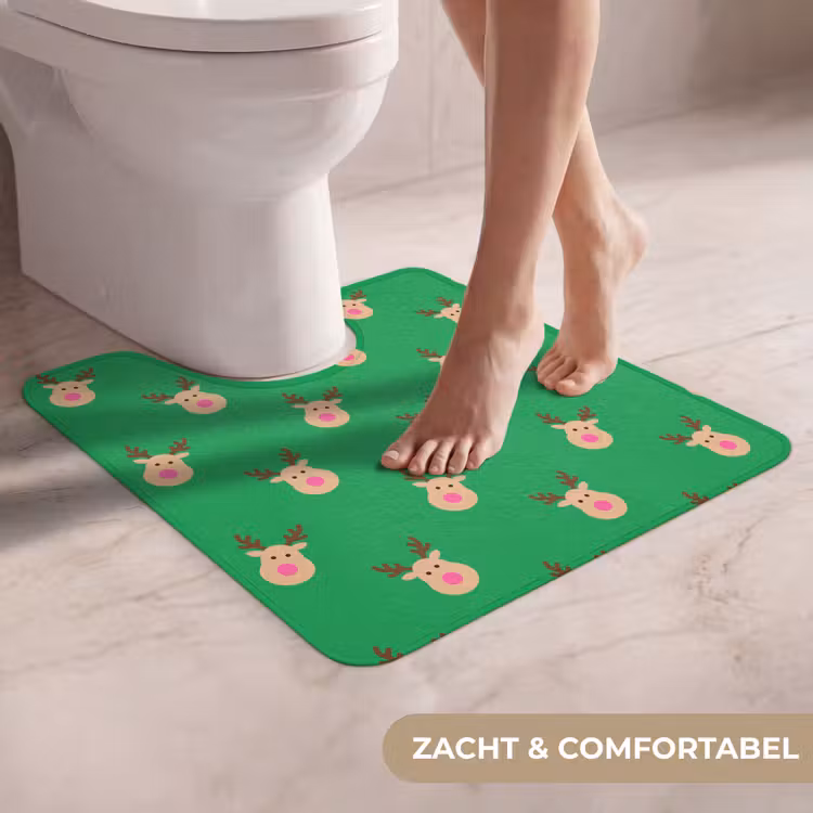 Wc Mat - Rendieren - Kerst - Neon - Groen — 5