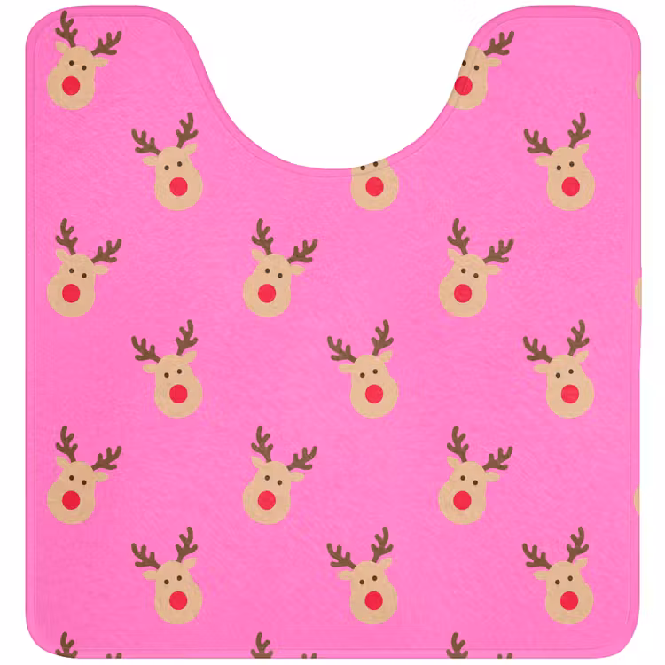 Wc Mat - Rendieren - Kerst - Neon - Roze — 1
