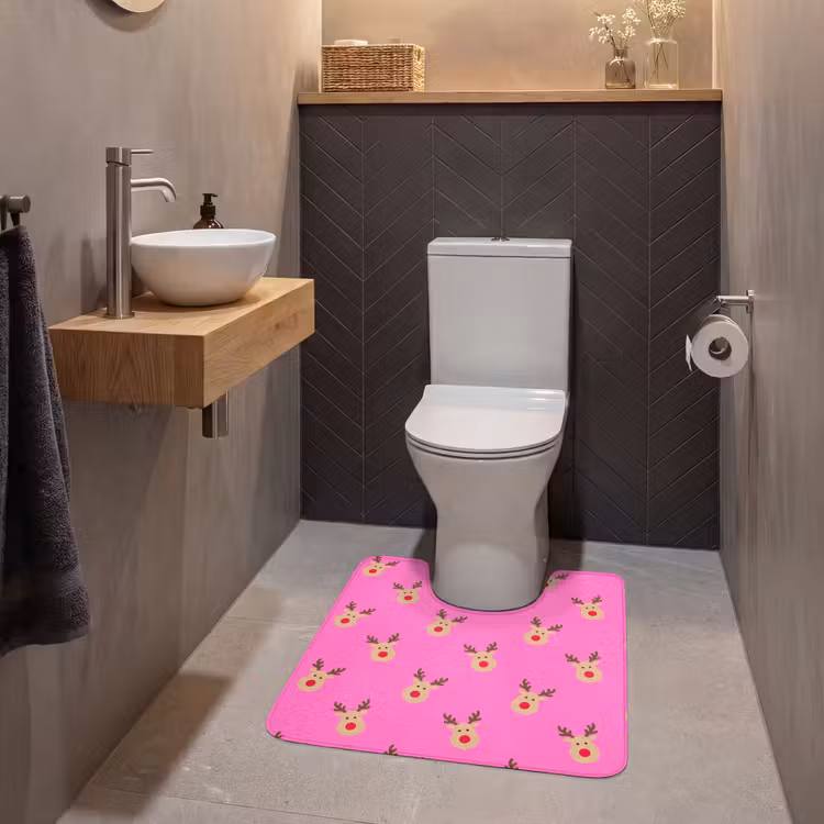 Wc Mat - Rendieren - Kerst - Neon - Roze — 2