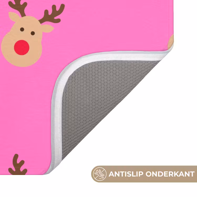 Wc Mat - Rendieren - Kerst - Neon - Roze — 4