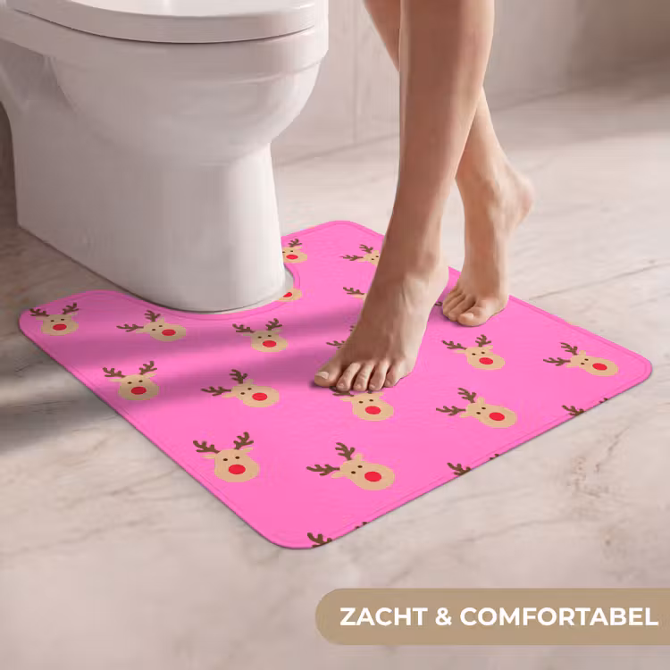 Wc Mat - Rendieren - Kerst - Neon - Roze — 5