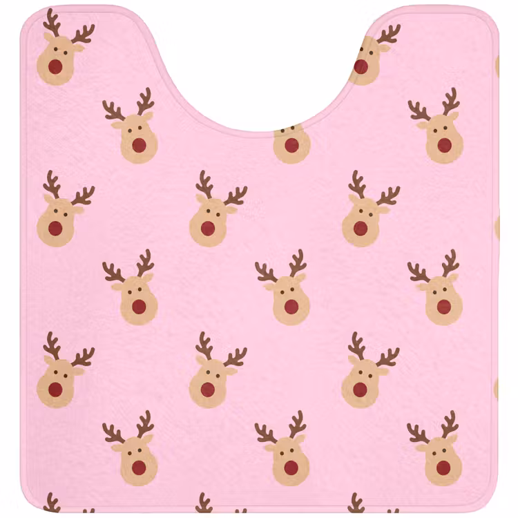 Wc Mat - Rendieren - Kerst - Roze — 1