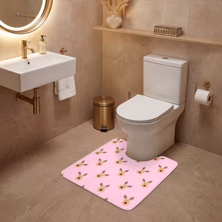 Wc Mat - Rendieren - Kerst - Roze — 3
