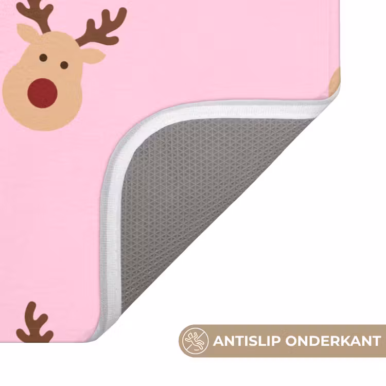 Wc Mat - Rendieren - Kerst - Roze — 4