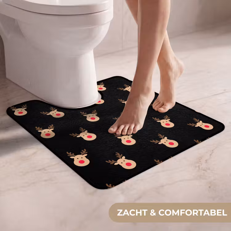 Wc Mat - Rendieren - Kerst - Zwart — 5