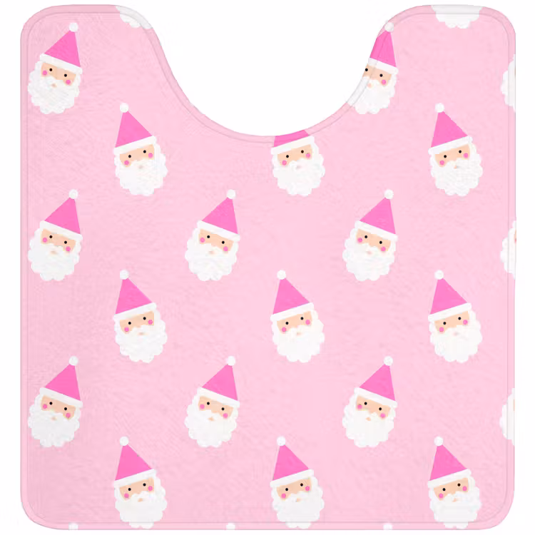 Wc Mat - Kerstman - Kerst - Roze - Pastel — 1