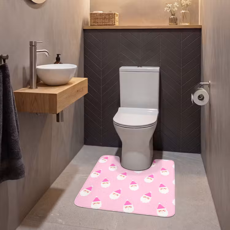 Wc Mat - Kerstman - Kerst - Roze - Pastel — 2