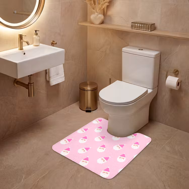 Wc Mat - Kerstman - Kerst - Roze - Pastel — 3