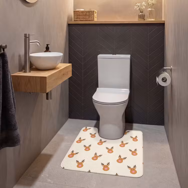 Wc Mat - Rendieren - Kerst - Crème - Roze — 2