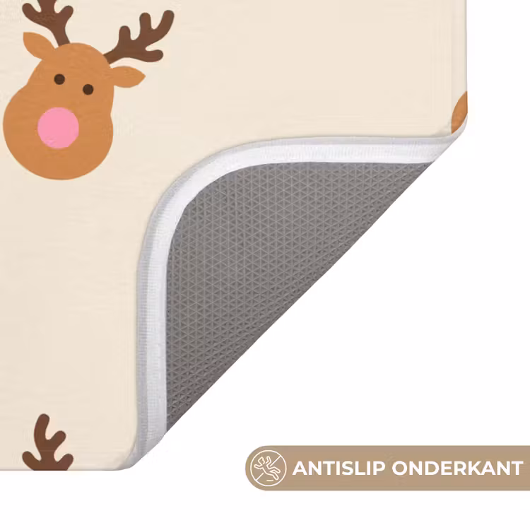 Wc Mat - Rendieren - Kerst - Crème - Roze — 4