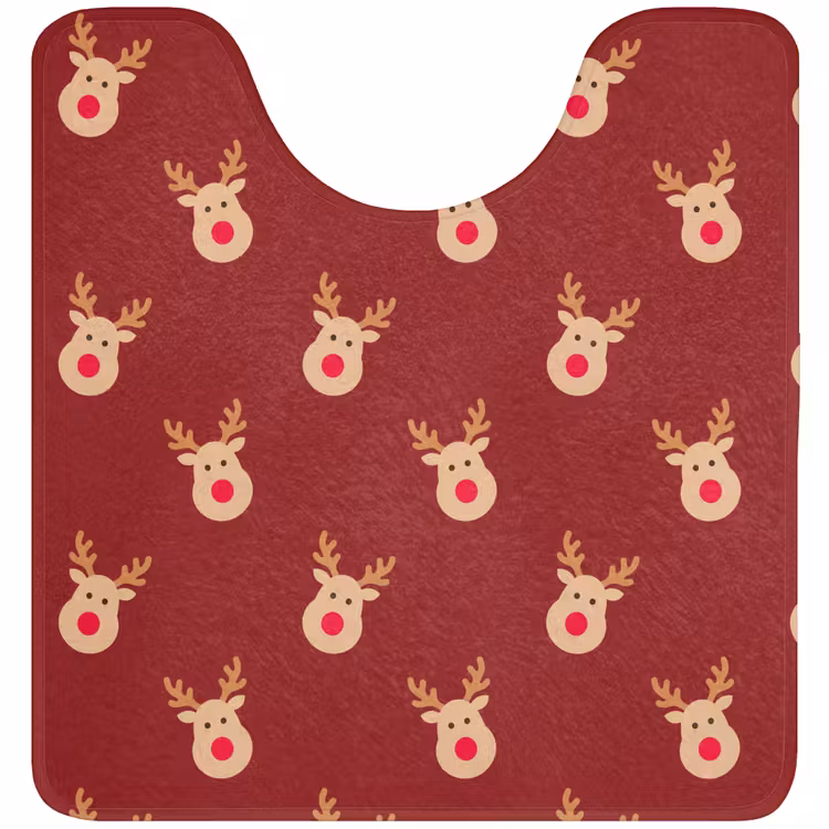 Wc Mat - Rendieren - Kerst - Rood - Bruin — 1