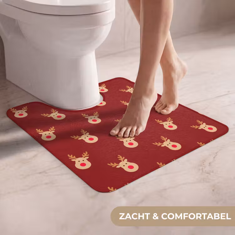 Wc Mat - Rendieren - Kerst - Rood - Bruin — 5