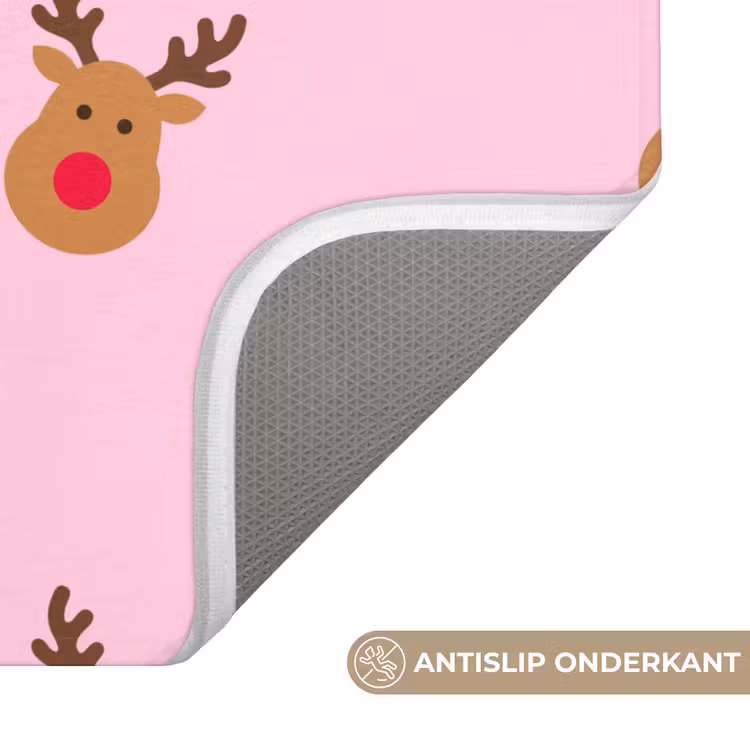 Wc Mat - Rendieren - Kerst - Roze - Rood — 4