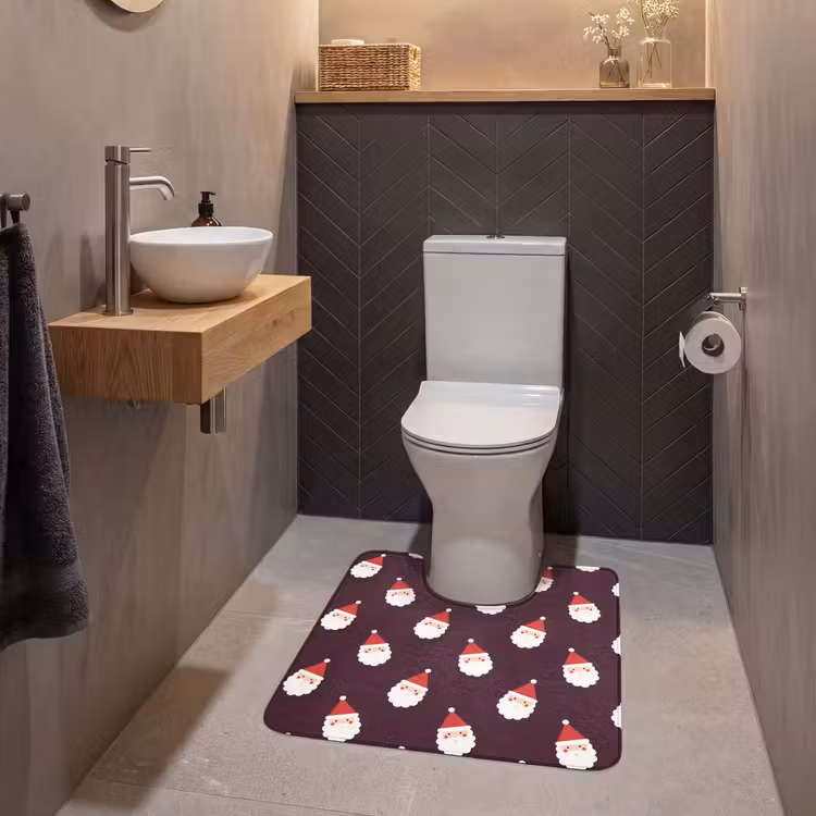 Wc Mat - Kerstman - Kerst - Donker - Rood — 2
