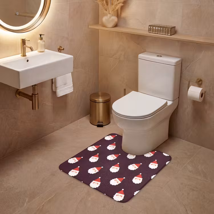 Wc Mat - Kerstman - Kerst - Donker - Rood — 3