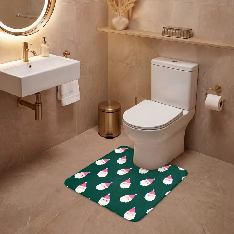 Wc Mat - Kerstman - Kerst - Groen - Roze — 3