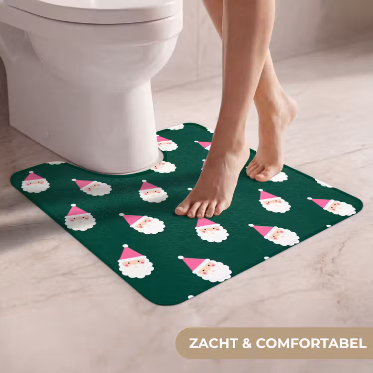 Wc Mat - Kerstman - Kerst - Groen - Roze — 5