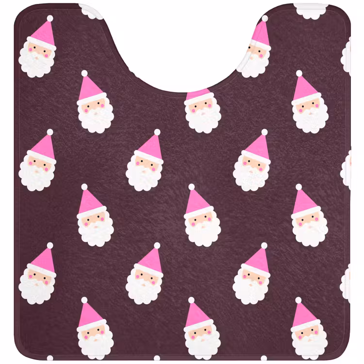 Wc Mat - Kerstman - Kerst - Roze - Burgundy — 1