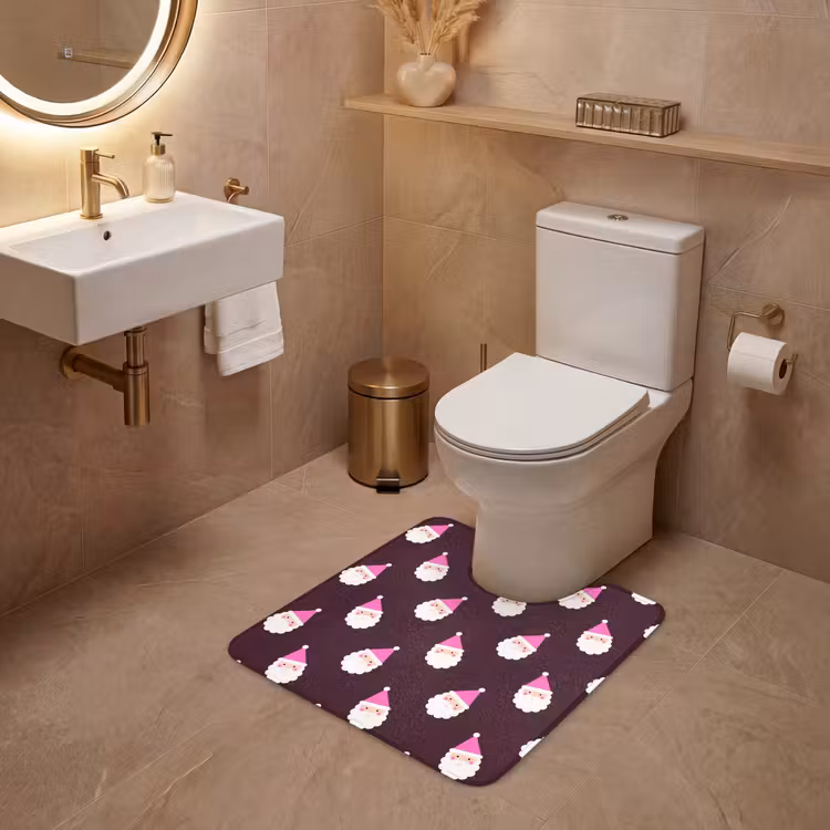 Wc Mat - Kerstman - Kerst - Roze - Burgundy — 3