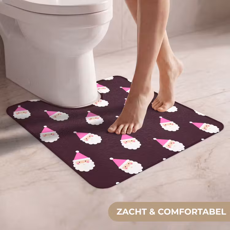 Wc Mat - Kerstman - Kerst - Roze - Burgundy — 5