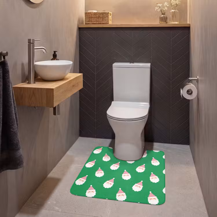 Wc Mat - Kerstman - Kerst - Roze - Groen — 2