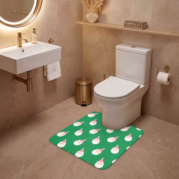 Wc Mat - Kerstman - Kerst - Roze - Groen — 3