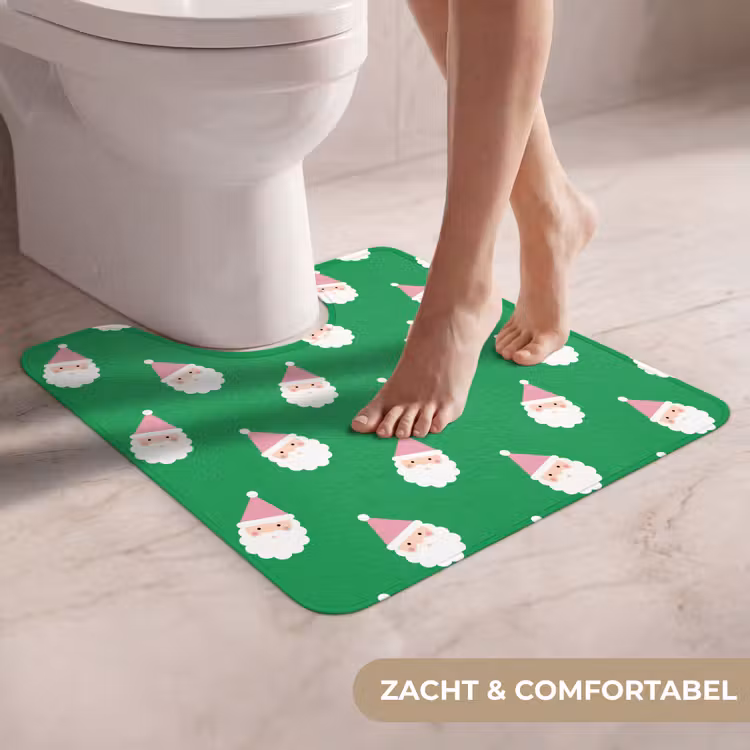 Wc Mat - Kerstman - Kerst - Roze - Groen — 5