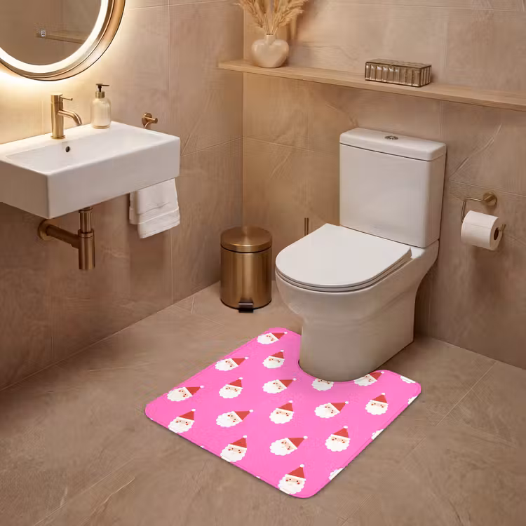 Wc Mat - Kerstman - Kerst - Roze - Rood — 3