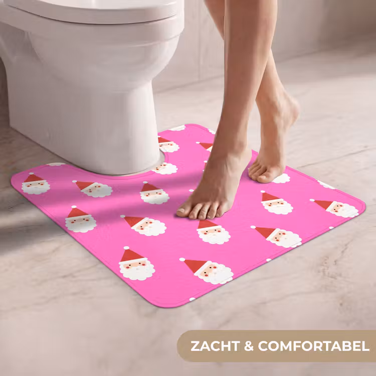 Wc Mat - Kerstman - Kerst - Roze - Rood — 5