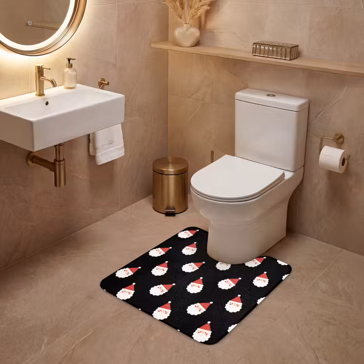 Wc Mat - Kerstman - Kerst - Zwart — 3