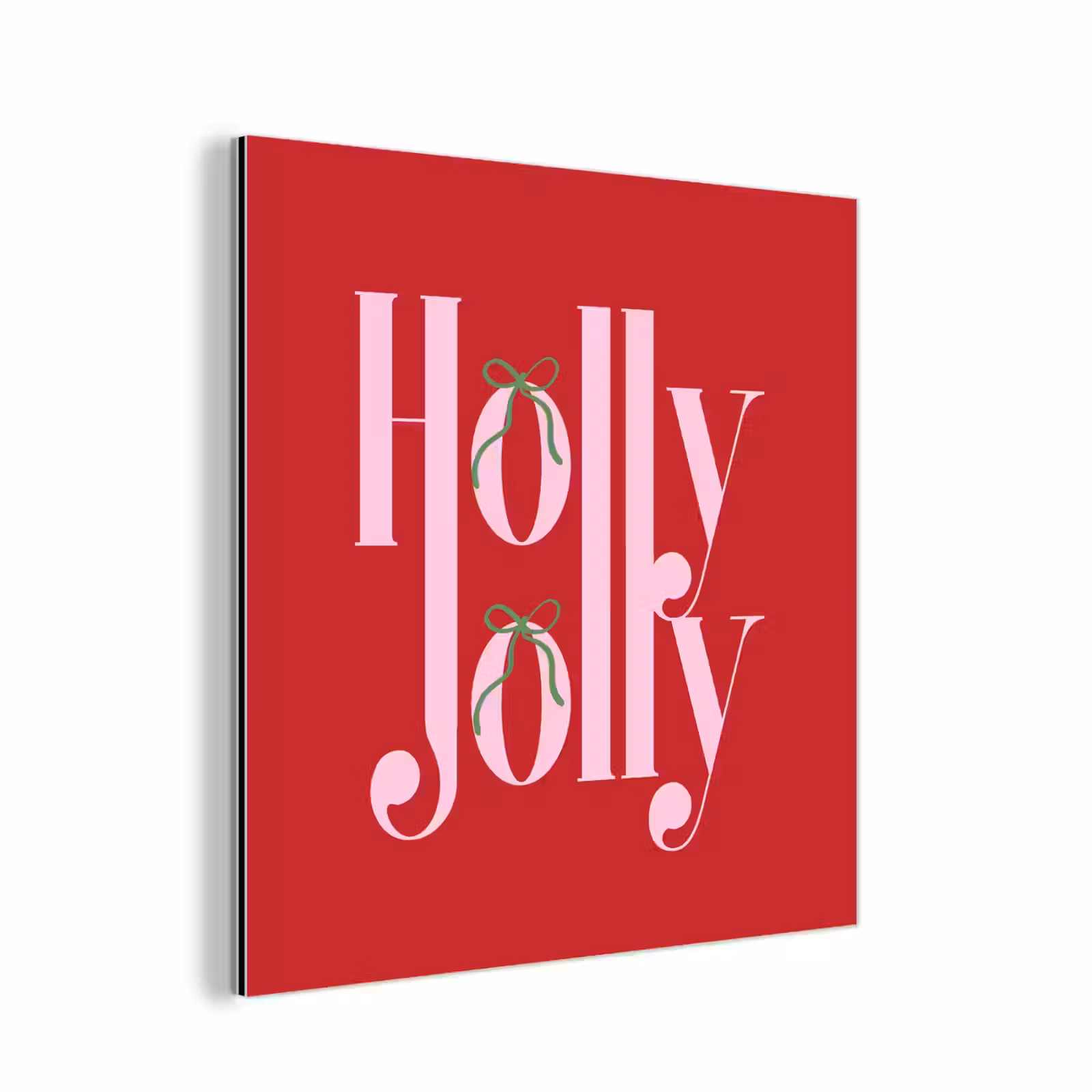 Aluminium schilderij - Kerst - Roze - Rood - Tekst — 1