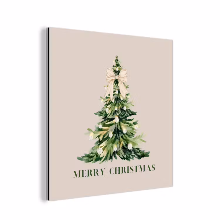 Aluminium schilderij - Kerst - Kerstboom - Tekst — 1