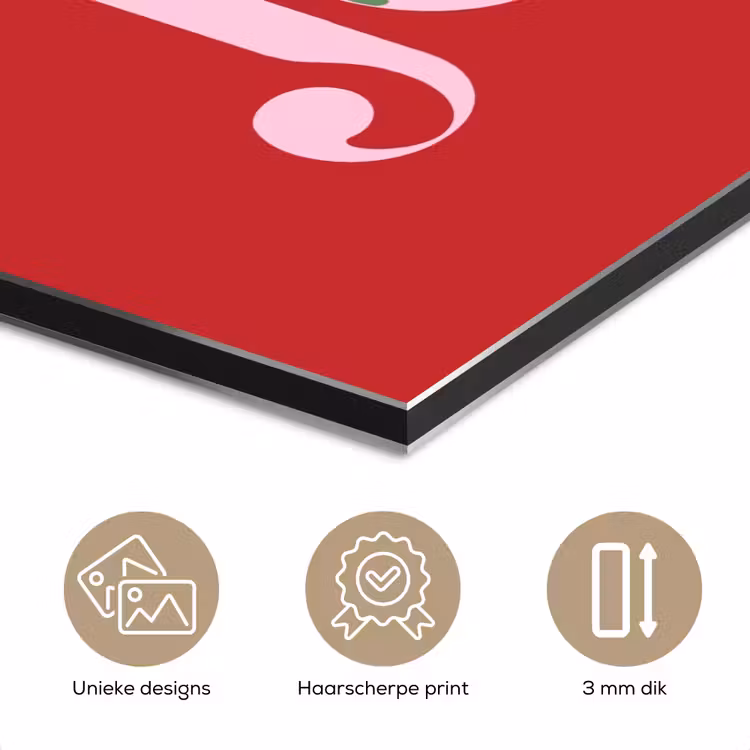 Aluminium schilderij - Kerst - Roze - Rood - Tekst — 7
