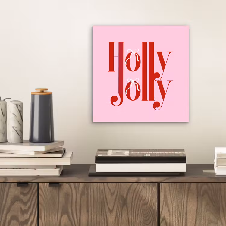 Aluminium schilderij - Kerst - Tekst - Rood - Roze — 2