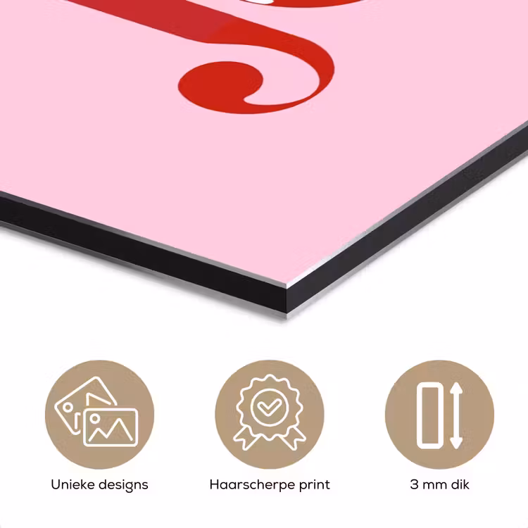Aluminium schilderij - Kerst - Tekst - Rood - Roze — 7
