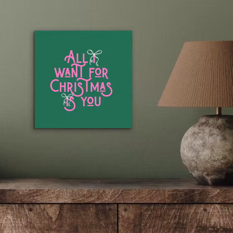 Aluminium schilderij - Kerst - Tekst - Roze - Groen — 3