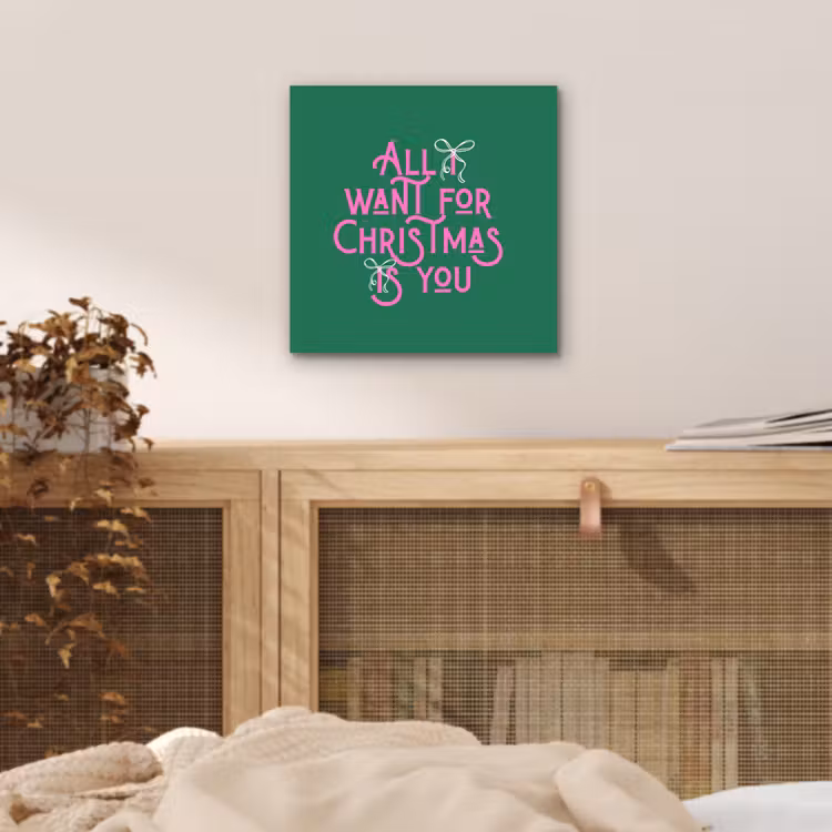 Aluminium schilderij - Kerst - Tekst - Roze - Groen — 4