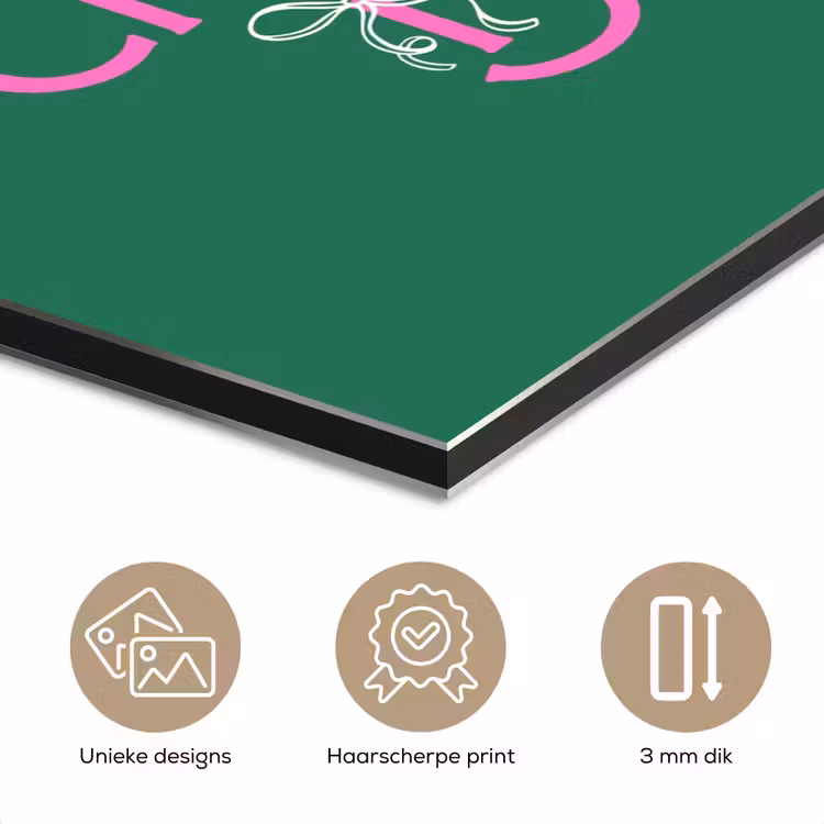 Aluminium schilderij - Kerst - Tekst - Roze - Groen — 7